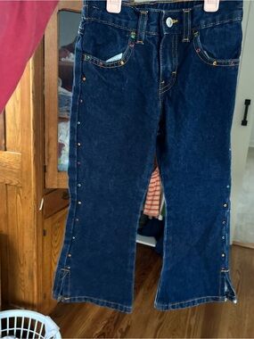 Girls' vintage gasoline Dark Blue Jewel-Accent Denim Jeans